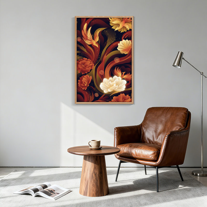 Ensemble de 1 tableau sur toile Phénix floral, 48"H x 36"W, Natural