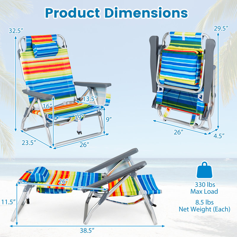 Chaise de plage pliante Selana, Orange/bleu, 4