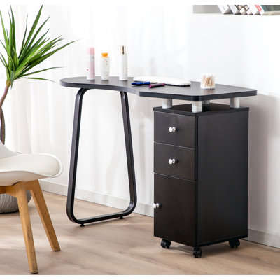 Classic Manicure Table with Wheels and drawers, Vanity Makeup Desk