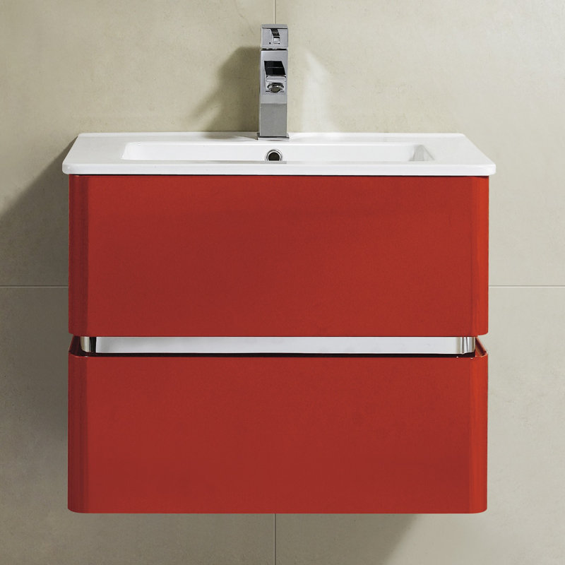 Ensemble de meuble-lavabo simple mural 24 po Stellan, Rouge