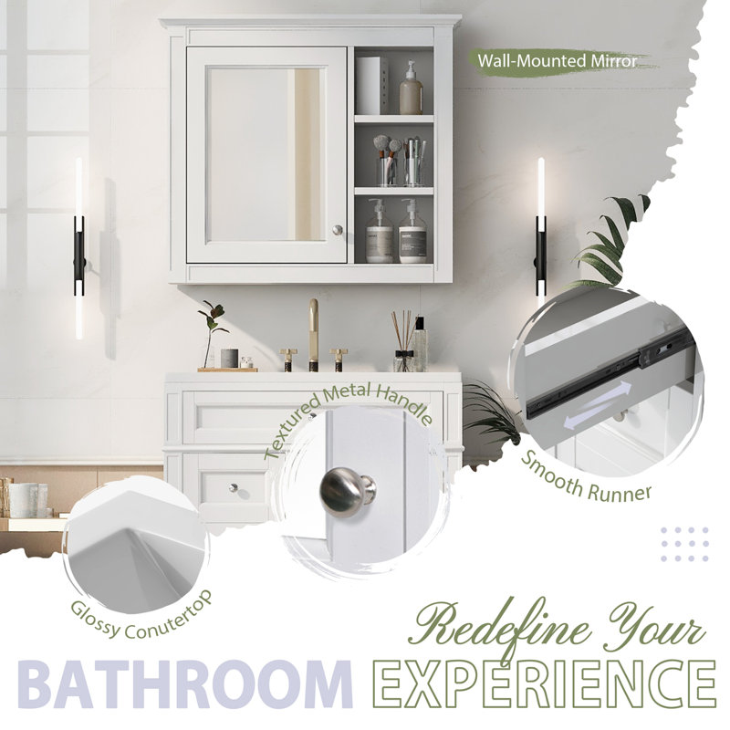 Armoire de salle de bain Tenara, Blanc