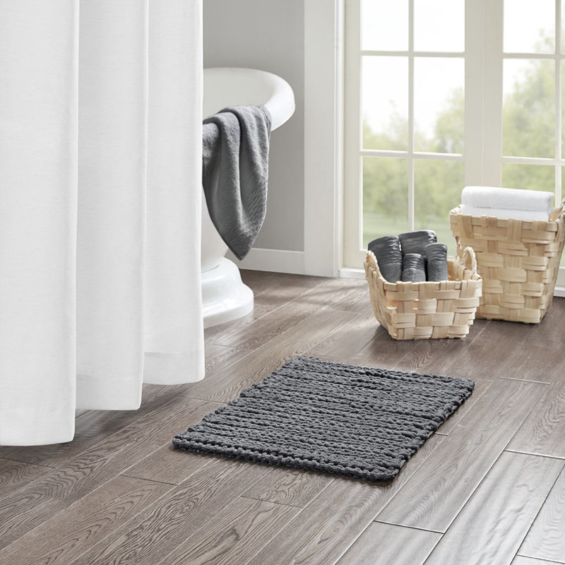 100% Cotton Chenille Chain Stitch Rug, Rectangle 1'5" x 2'