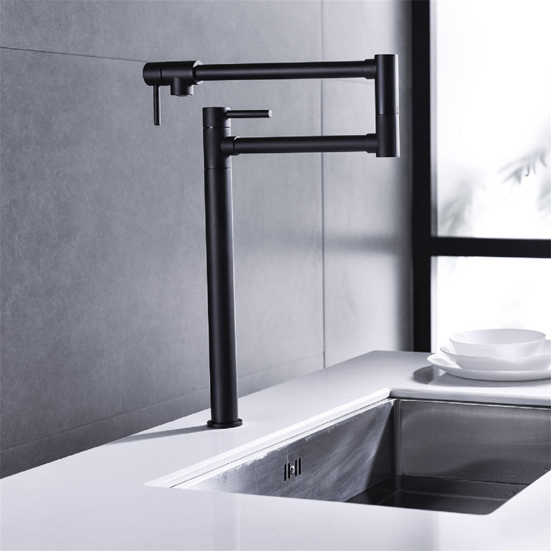 Pot Filler Faucet With Extension Shank, Matte Black