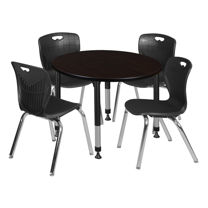 Ensemble de table de salle à manger et de chaises Kee Mobile, H 34 po x L 36 po x l 36 po, Noir, Cerisier