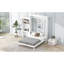 Grand lit, blanc, lit peu encombrant, tablettes de rangement à persiennes et pin
