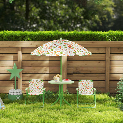 Thorgard Children Table and Chair Set Kids 2-5 Adjustable Parasol Green