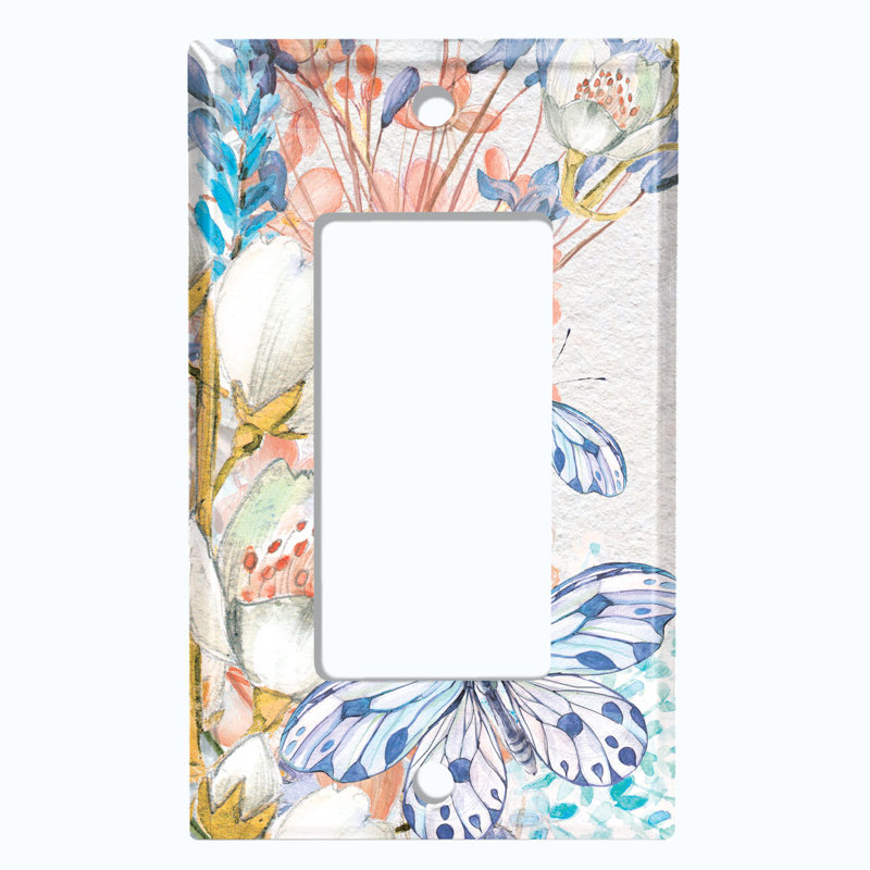 Plaque murale berçante à motif de bouquets de fleurs multicolores papillon blanc