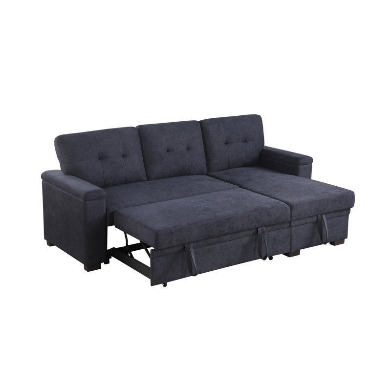 Canapé-lit modulaire réversible en tissu tissé l 84,5 po Lucca II, Tissu gris foncé