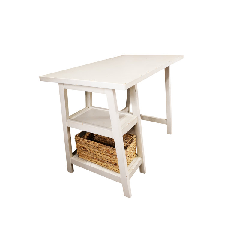 Likens Solid Wood Writing Desk, White