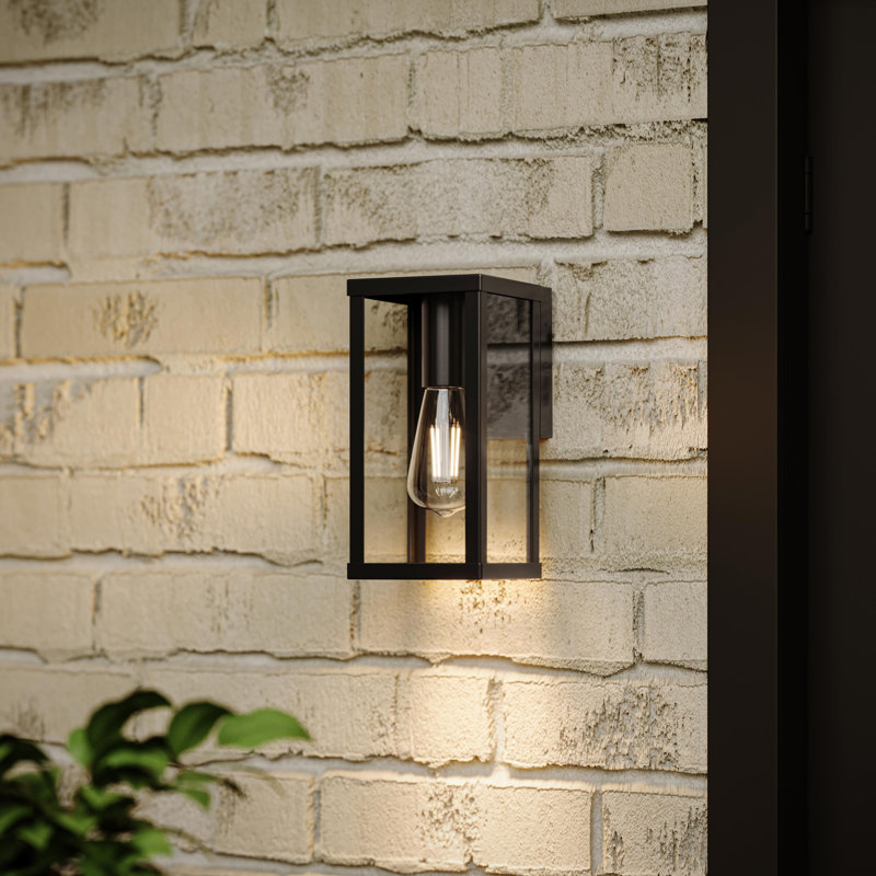 Ryle One-Light Matte Black Small Wall Lantern with Clear Glass Panels, Matte Black