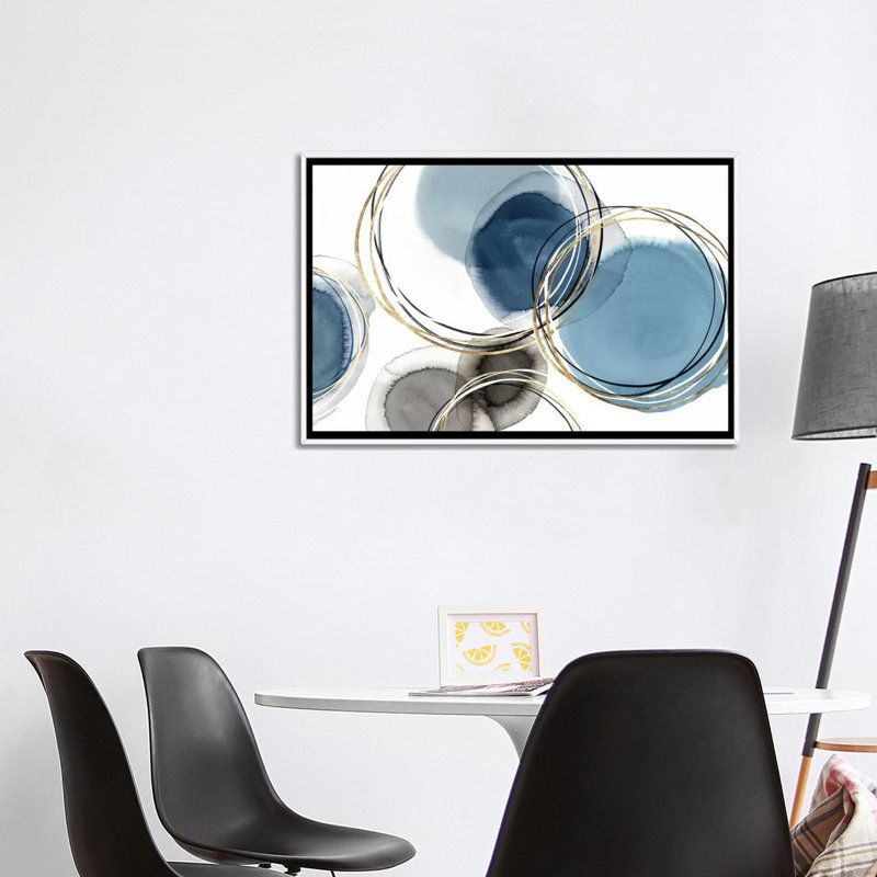 «Infinity Indigo II» par Isabelle Z - reproduction d'art, H 18 po x l 26 po x P 1,5 po, Impression encadrée, Blanc