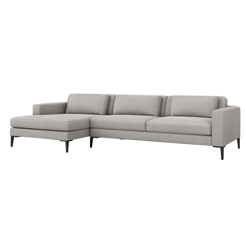 Canapé et méridienne Izzy, 100% polyester gris pur, Orienté à gauche (vu de face), Noir