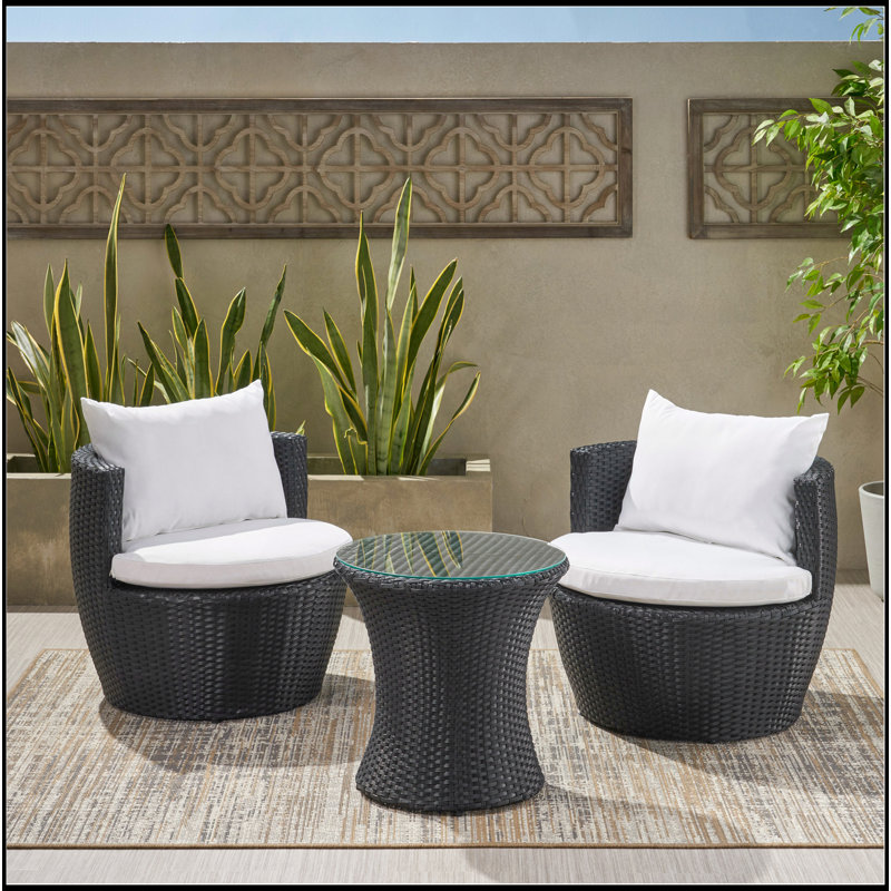 3PC PE CHAT SET, Black+Ivory, White