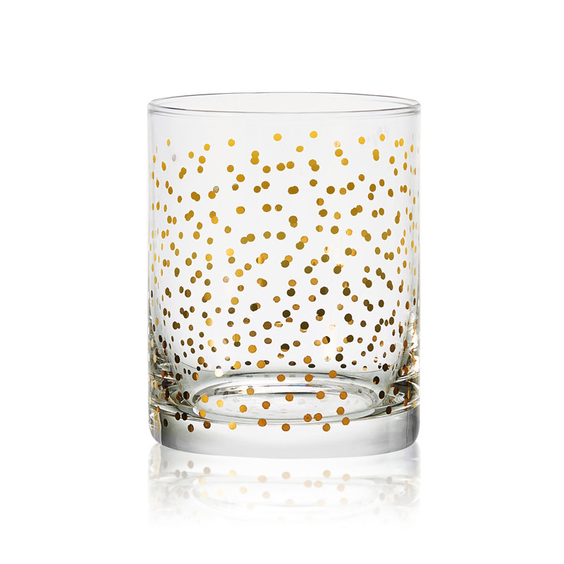 Gold and Silver Patterned Double Old Fashioned Glasses Set of 4