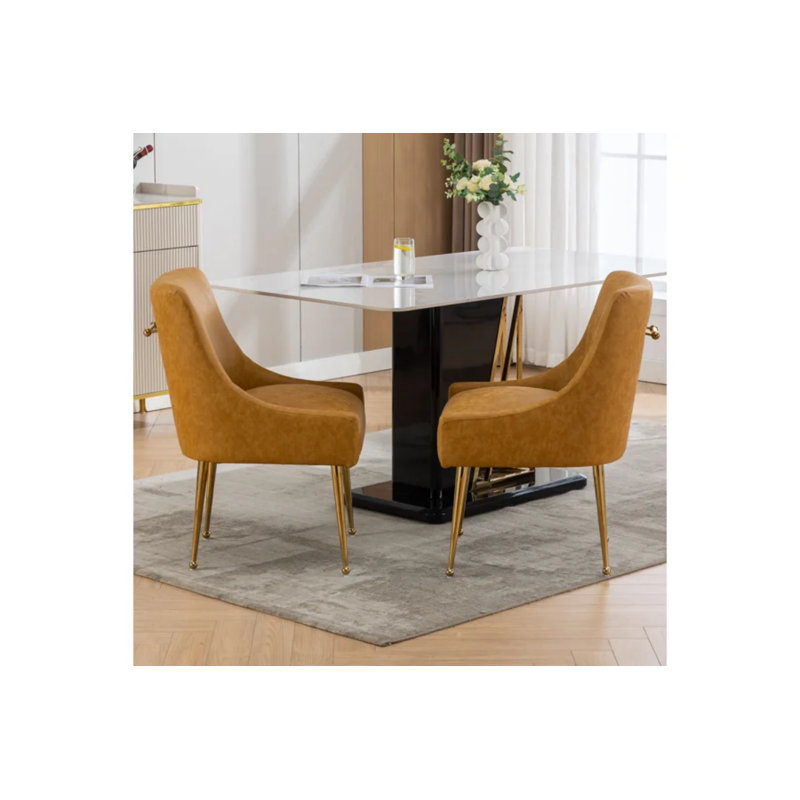 Chaise de salle à manger Tymara avec dossier rembourré, Moutarde