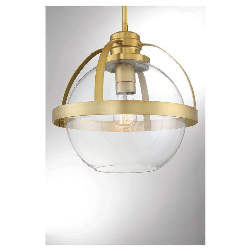 Luminaire suspendu simple en verre Margos, Laiton chaleureux