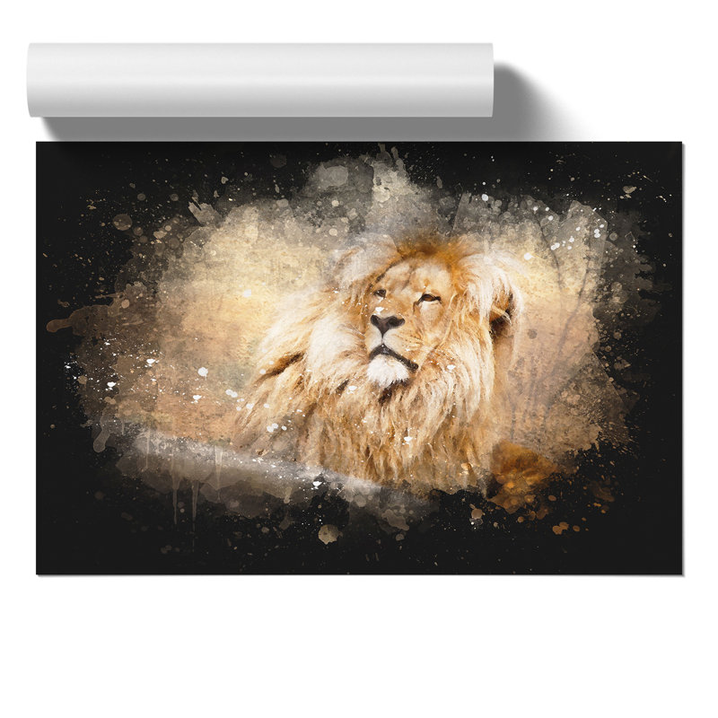 Lion Paint Splash - Frameless Print, 59cm H x 84cm W x 0.1cm D