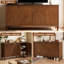 Meuble télé Mid-Century moderne avec rangement, meuble télé en bois 58 po avec portes à motif géométrique et pieds fuselés