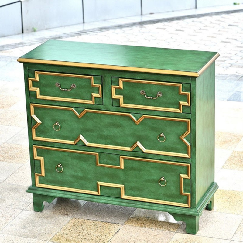 Armoire d'appoint en bois manufacturé vert massif