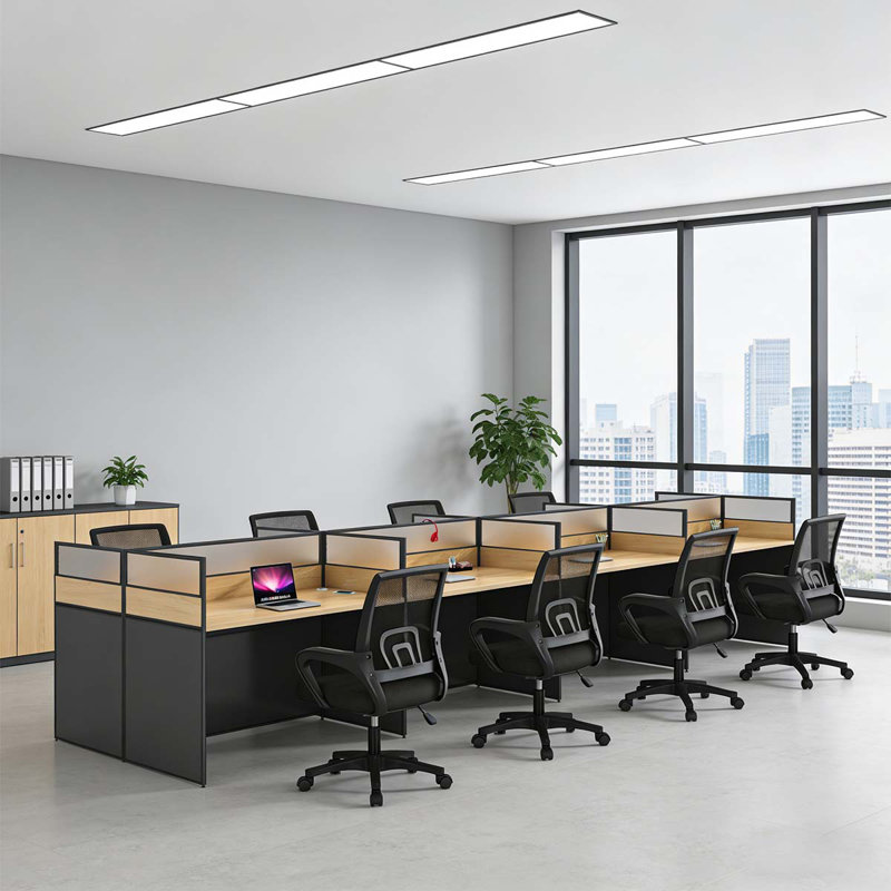 Poste de travail rectangulaire pour 8 personnes avec câble, bureau cubique