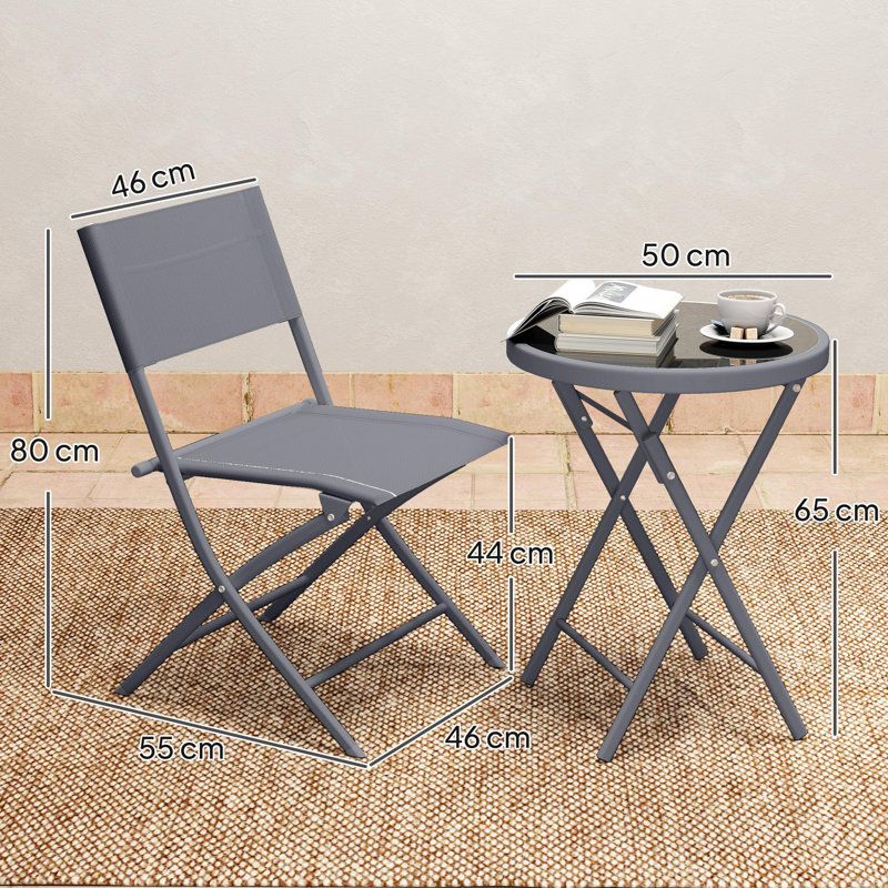 Round 3 - Piece 2 - Person 50Cm L Outdoor Table Set, Grey