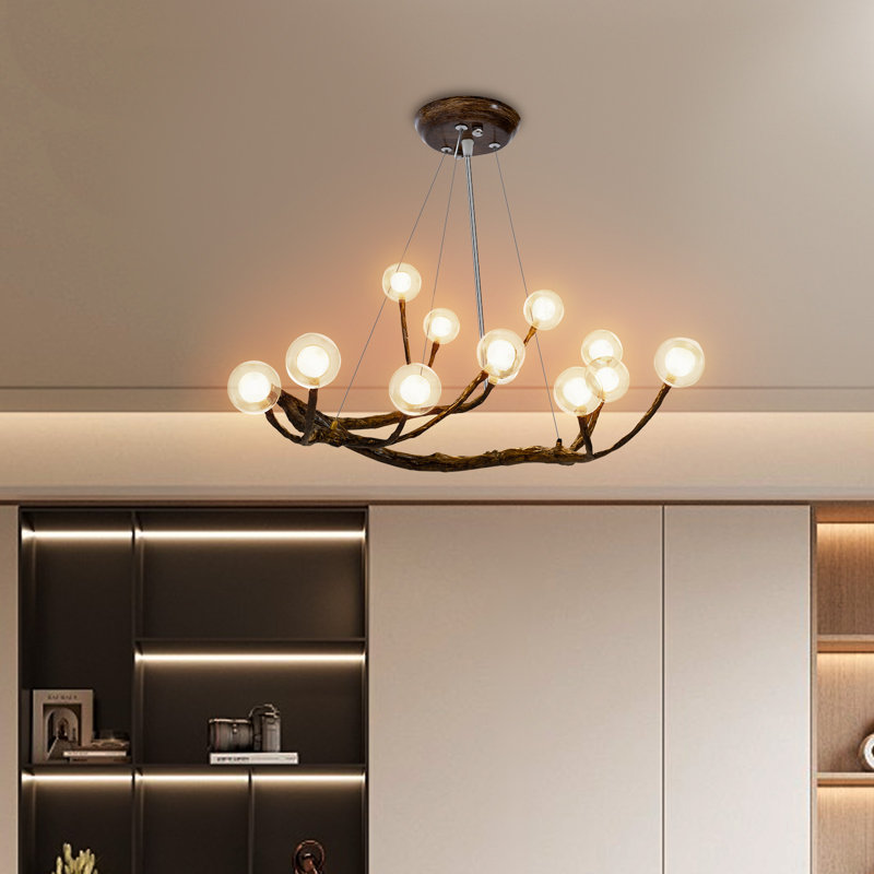 Lustre brun 12 lumières en résine