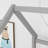 Twin Size Floor Wooden Bed with House Roof Frame, Fence Guardrails,Grey-1722518669-1722518670