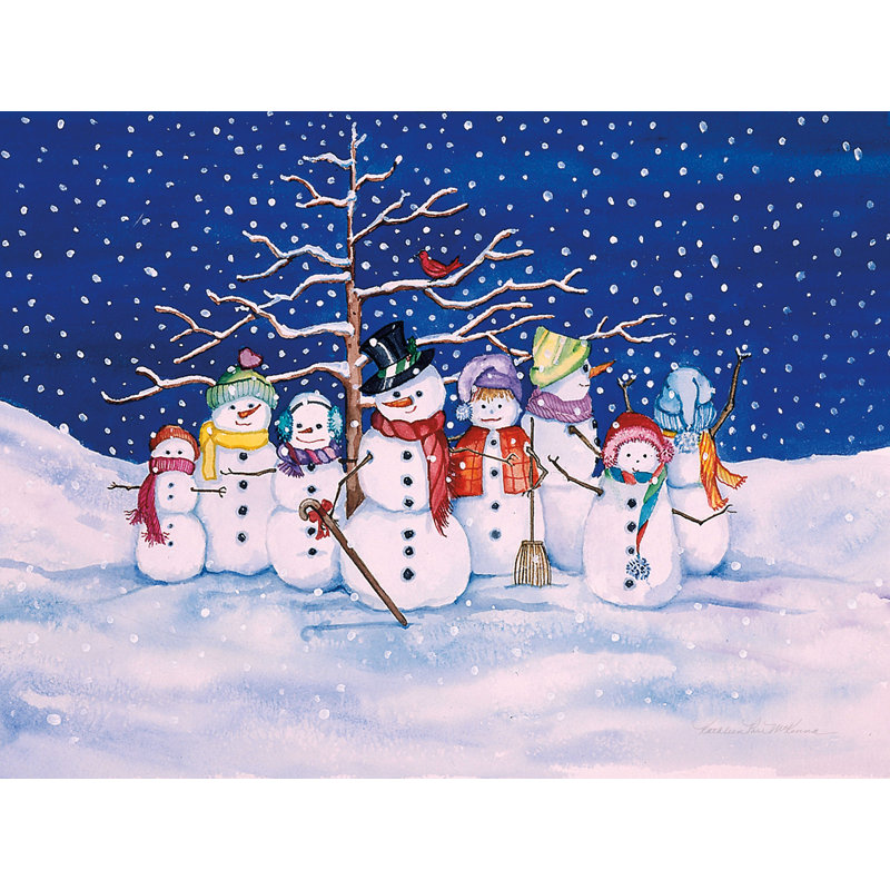 «Snow Family» par Kathleen Parr Mckenna - impression sur toile tendue, L 16 po x H 12 po