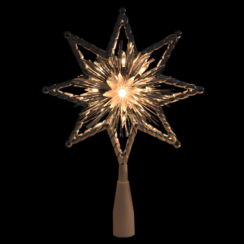 Décoration pour sommet de sapin étoile en argent 8 po - lumières claires