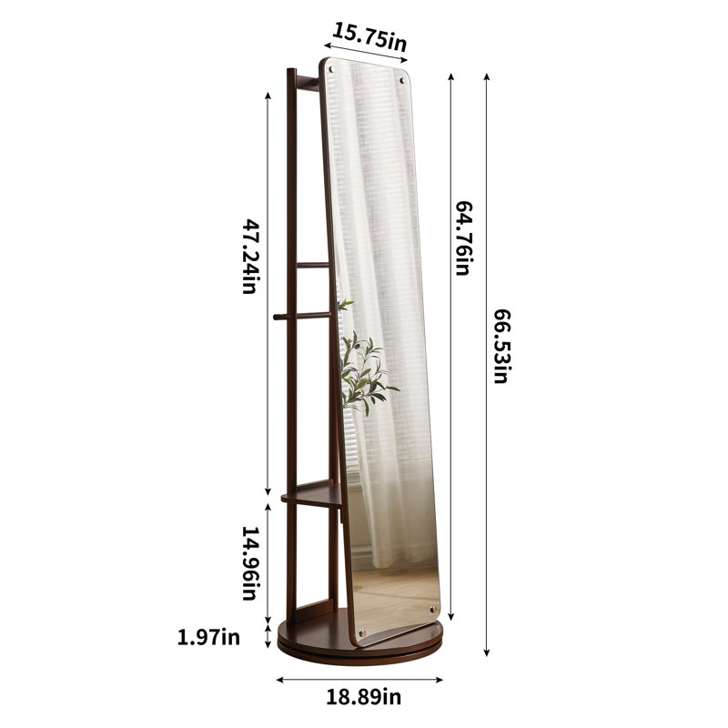 Miroir rotatif pleine grandeur avec portemanteau
