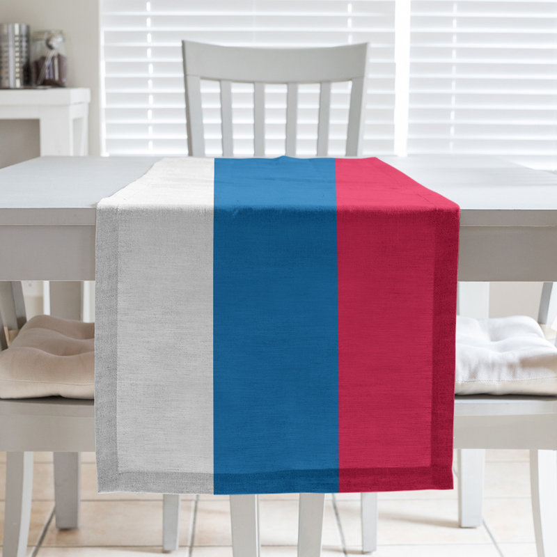 Chemin de table basket Philadelphia, L 72 po x l 16 po, Blanc / Bleu / Rouge, Polyester sergé