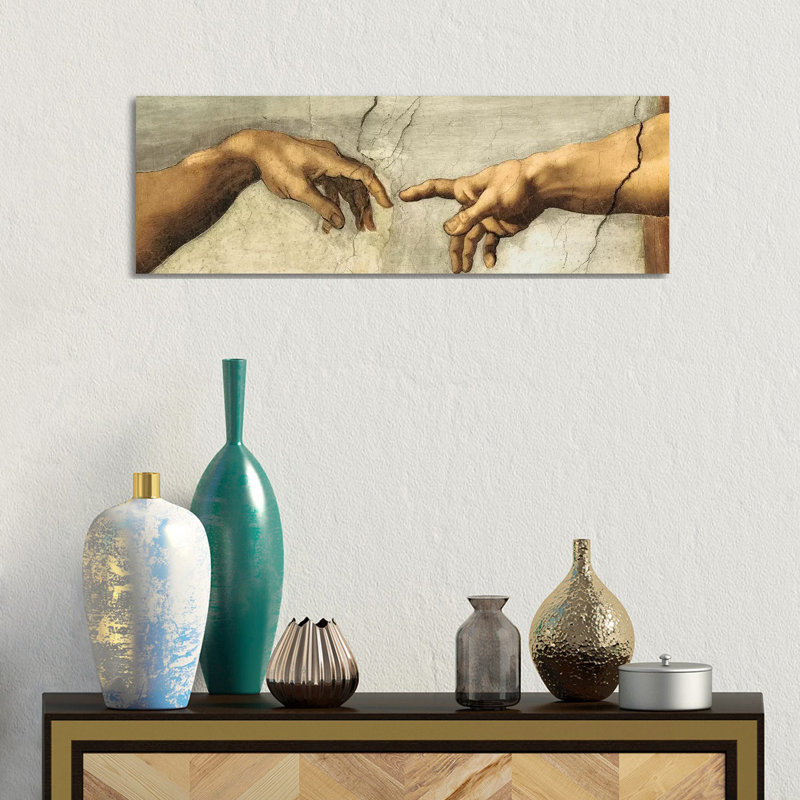 Creazione Di Adamo, Detail by Michelangelo - 1 Piece Wrapped Canvas Panoramic Wall Art, 30.48 cm H x 91.44 cm W x 1.91 cm D
