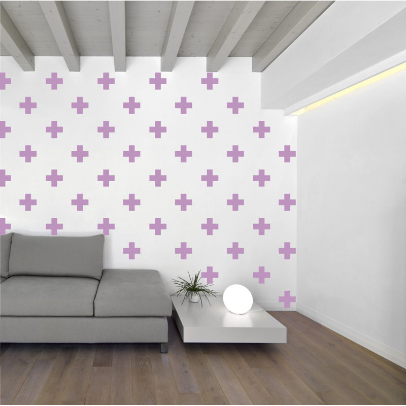 Décalcomanie murale à motifs croisés suisses, Lilas, H 3 po x l 3 po x P 0,01 po