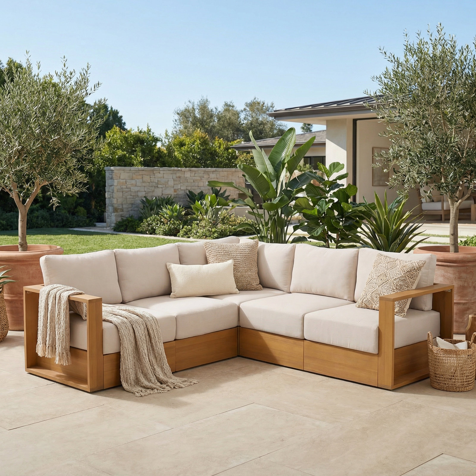 Emmett 5-Person Eucalyptus Modular Patio Sectional