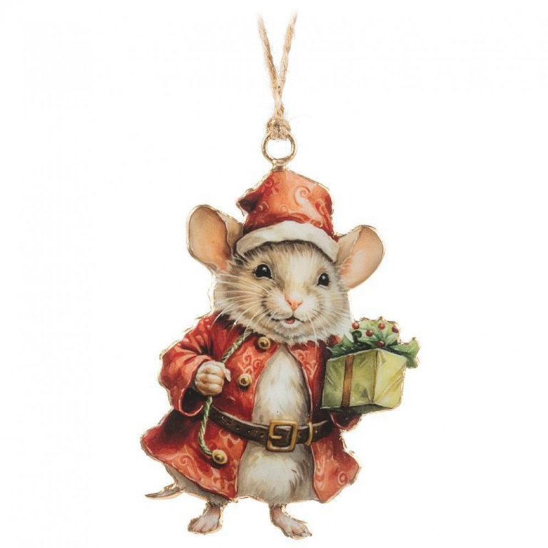 Souris de Noël avec ornement cadeau