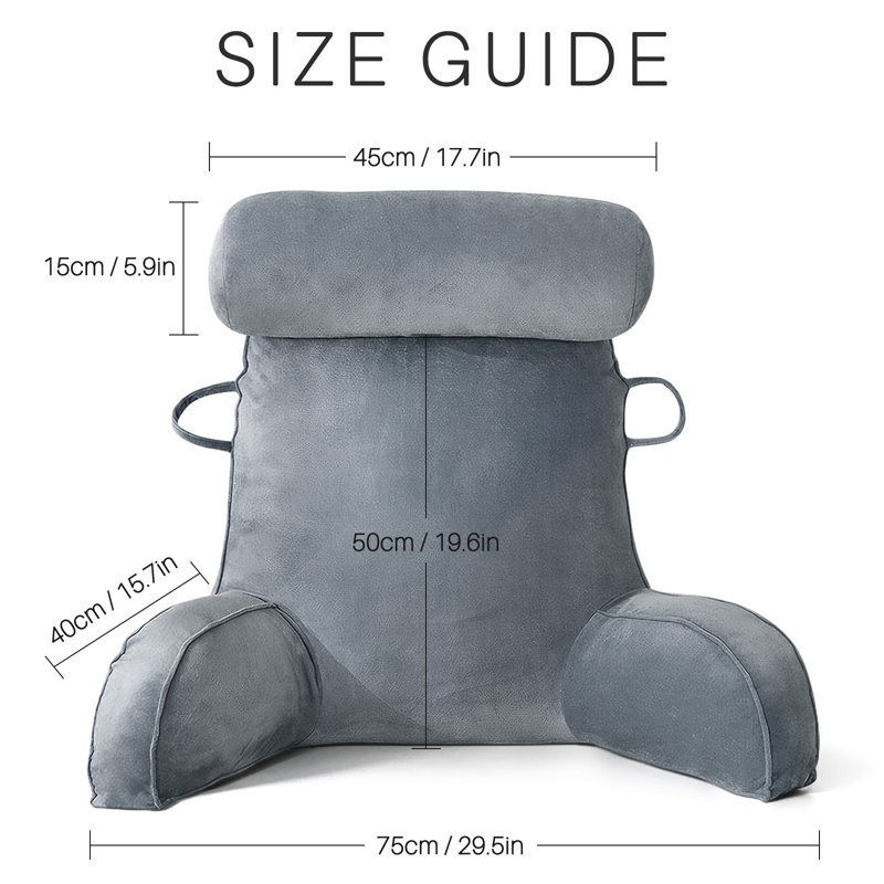 Velvet Backrest Pillow, Gray
