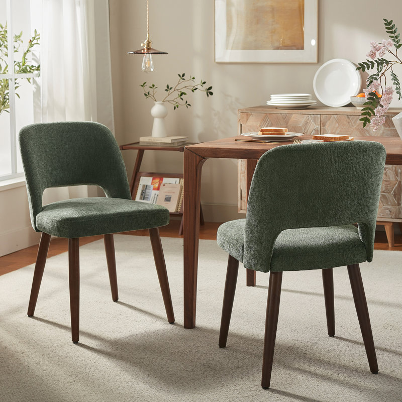  Chaises d'appoint rembourrées avec pieds en bois, Green