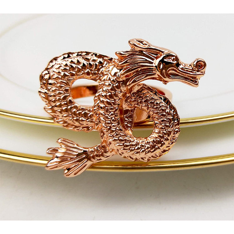 Rond de serviette en bronze bronze, ensemble de 4, Or rose