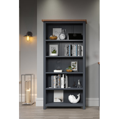 Aulay Tall Bookcase, Midnight Blue, Adjustable Shelves
