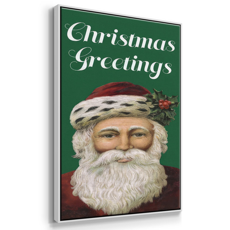 Retro Santa Claus I, reproduction d'art sur toile, H 25 po x l 17 po x P 1,5 po, Cadre blanc