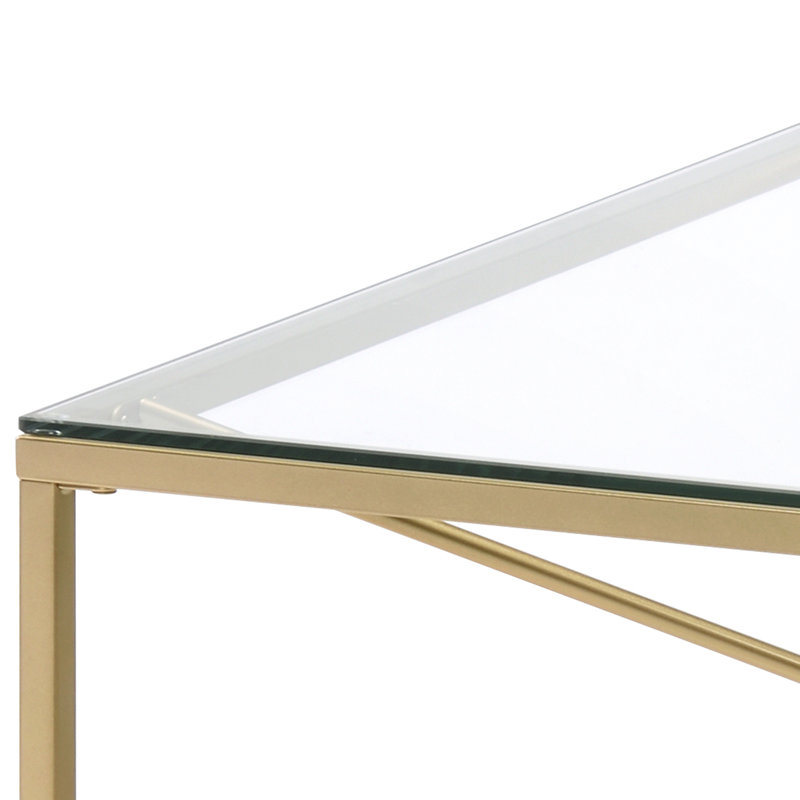Matte Gold Coffee Table with Glass Top