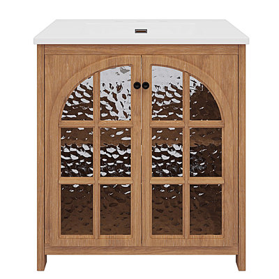 31" Bathroom Vanity with Ceramic Sink, Bathroom Cabinet with 2 Doors