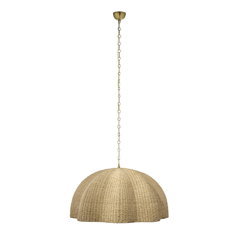 Rosemary 1-Light Natural Palm Leaf Pendant, Large, Large