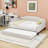 Full-Size Linen Upholstered Daybed with Twin Trundle