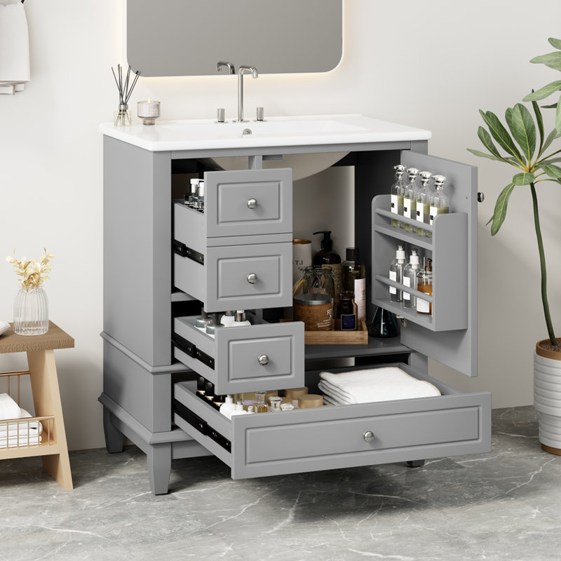 Meuble-lavabo 30 po avec lavabo, Gris