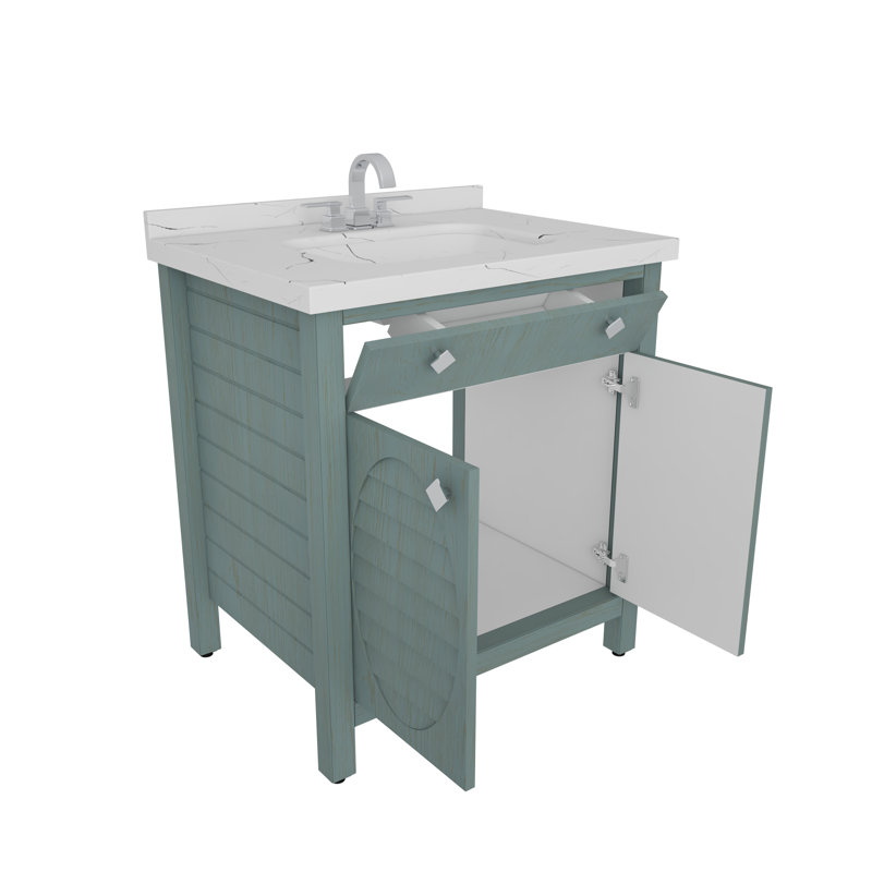 Eilean 31'' Single Bathroom Vanity with Engineered Marble Top, Sea Green