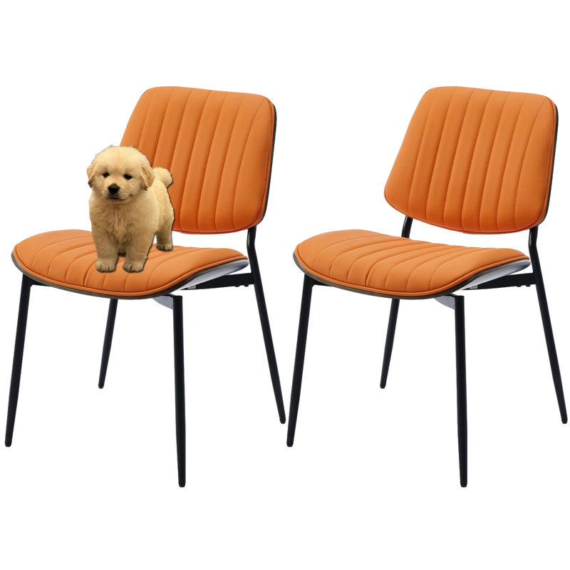 Modern Leather Upholstered Dining Chairs Set of 2, Beige