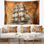 Tapisserie de dessin de voilier en shore de mer antique avec accessoires suspendus inclus-28489800