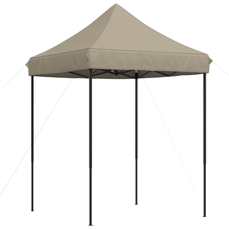 Vidaxl Foldable Tent Canopy Patio Pavilion Gazebo Pop Up Tent Marquee Canopy, Taupe, Black, 306cm H x 200cm W x 200cm D