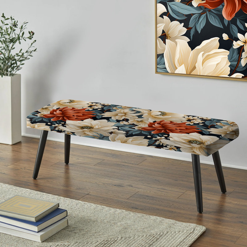 Banc rembourré Plants, Red/Blue/Cream